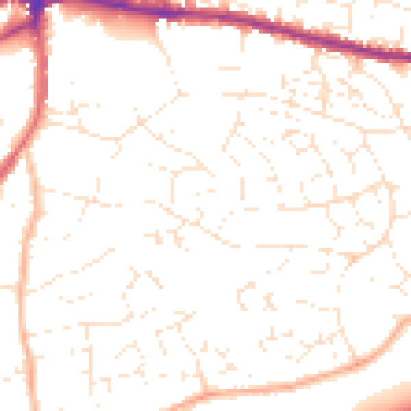 Daytime road noise heatmap for BS15 9AE