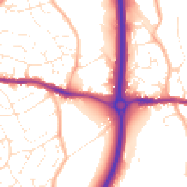 Daytime road noise heatmap for BS15 9JA