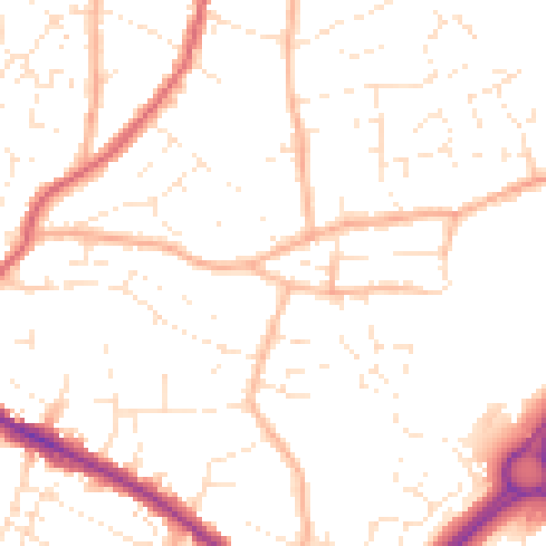 Daytime road noise heatmap for BS15 9NU