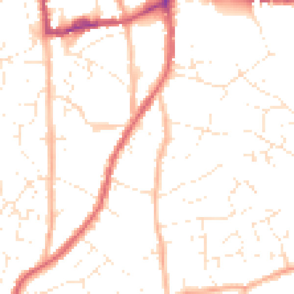 Daytime road noise heatmap for BS15 9PZ