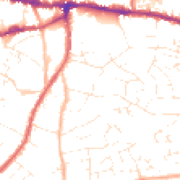 Daytime road noise heatmap for BS15 9QZ