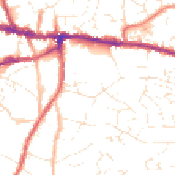 Daytime road noise heatmap for BS15 9TG