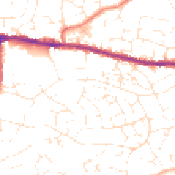 Daytime road noise heatmap for BS15 9TT