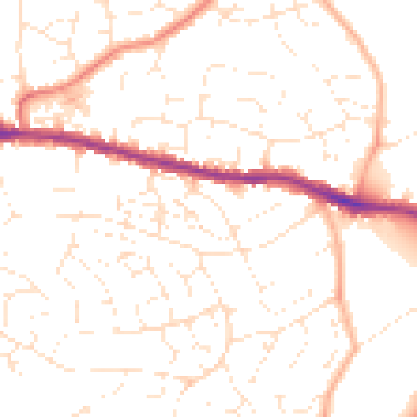 Daytime road noise heatmap for BS15 9UT