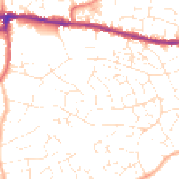 Daytime road noise heatmap for BS15 9UY