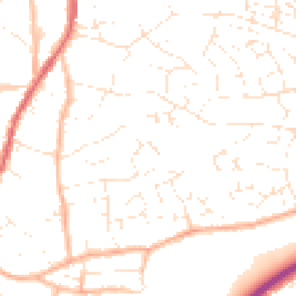 Daytime road noise heatmap for BS15 9WZ