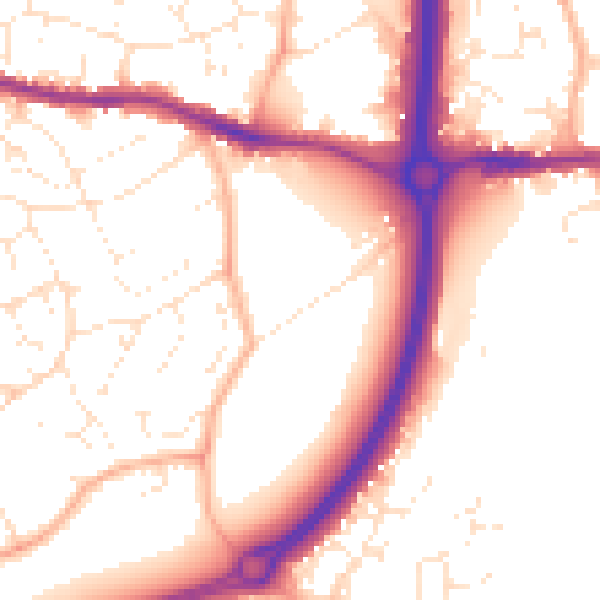 Daytime road noise heatmap for BS15 9XD