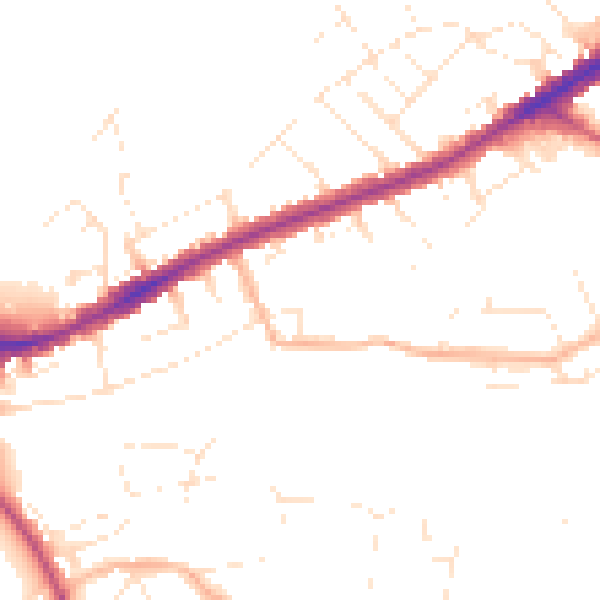 Daytime road noise heatmap for BS16 3EE