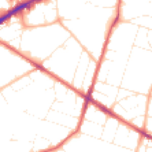 Daytime road noise heatmap for BS16 3QB
