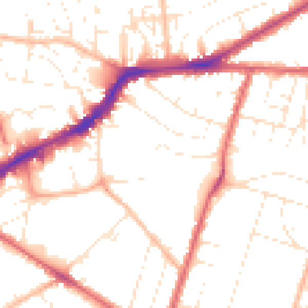 Daytime road noise heatmap for BS16 3SU