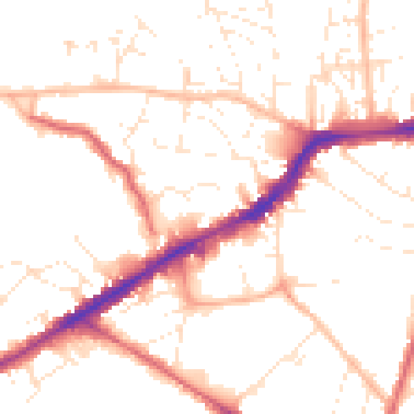 Daytime road noise heatmap for BS16 3UU
