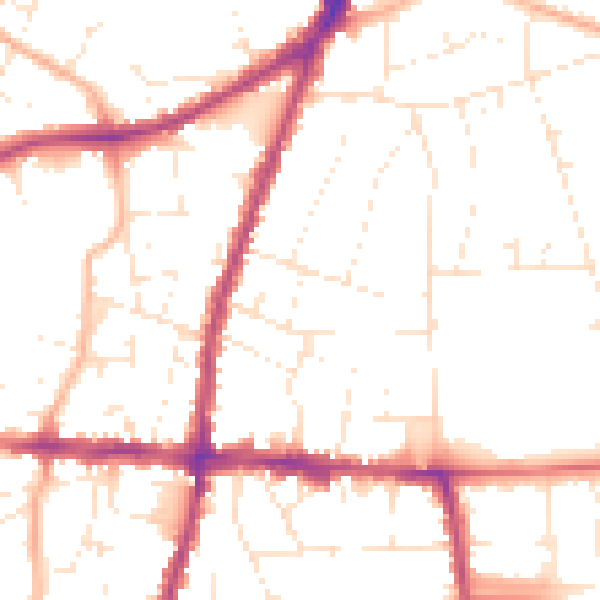 Daytime road noise heatmap for BS16 5SS