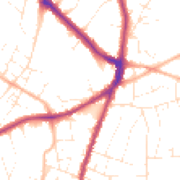 Daytime road noise heatmap for BS16 5UN