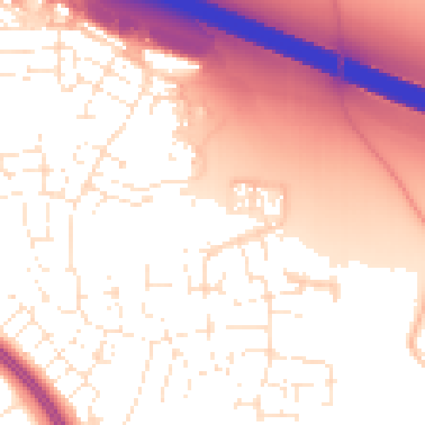Daytime road noise heatmap for BS16 7PY