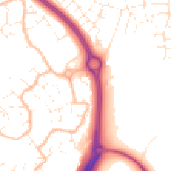 Daytime road noise heatmap for BS16 7QZ