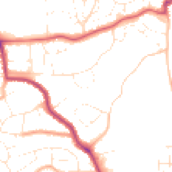 Daytime road noise heatmap for BS16 9JU