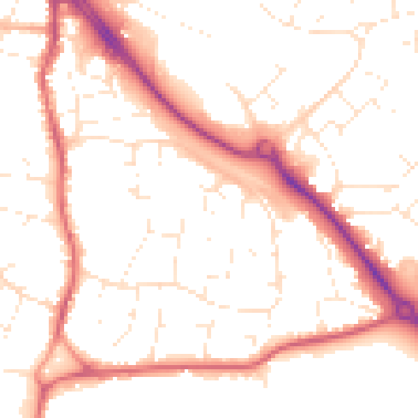 Daytime road noise heatmap for BS20 6XY