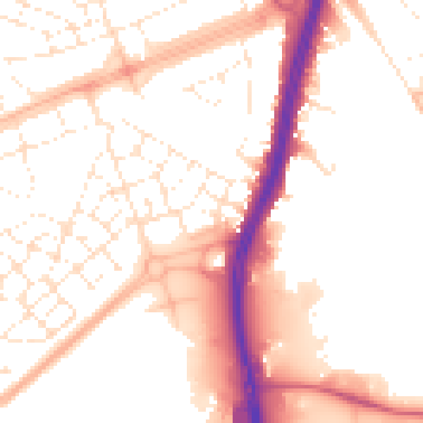 Daytime road noise heatmap for BS34 5AX