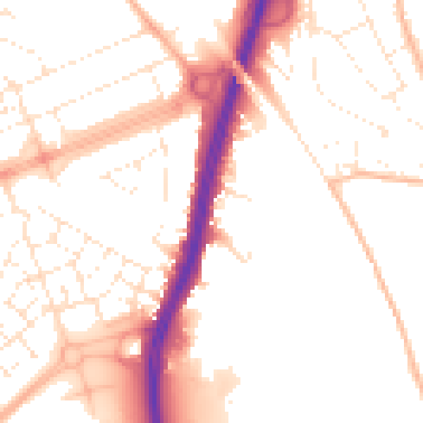 Daytime road noise heatmap for BS34 5BQ