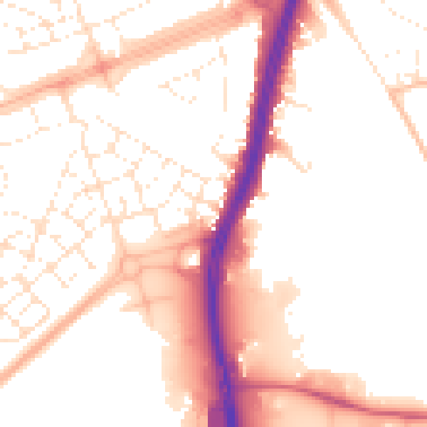 Daytime road noise heatmap for BS34 5JW