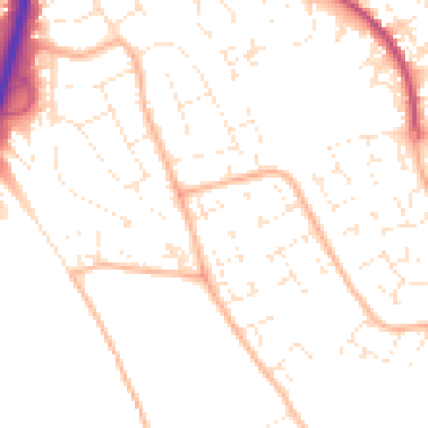 Daytime road noise heatmap for BS34 6EN
