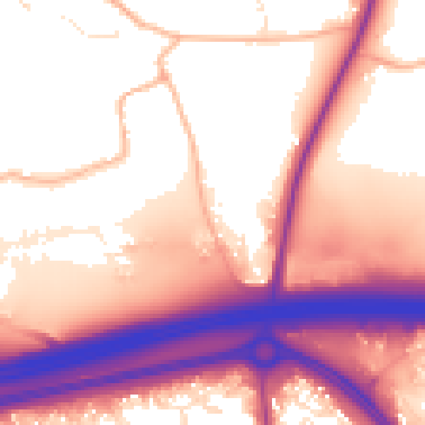 Daytime road noise heatmap for BS36 1AG