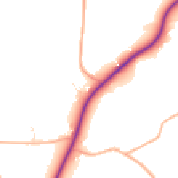 Daytime road noise heatmap for BS36 1AW