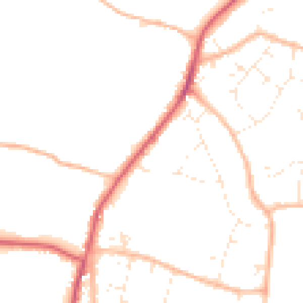 Daytime road noise heatmap for BS36 1JE