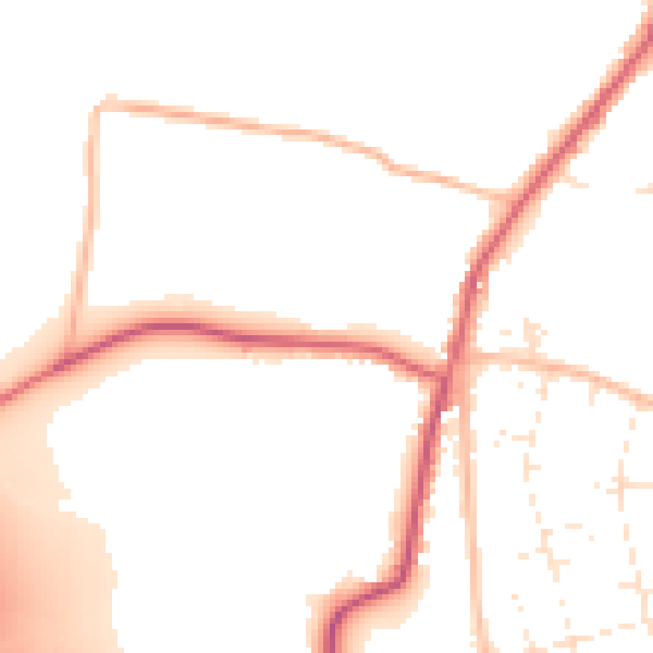 Daytime road noise heatmap for BS36 1JU