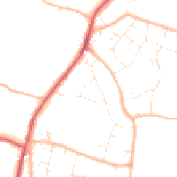 Daytime road noise heatmap for BS36 1LY