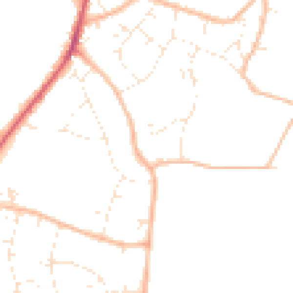 Daytime road noise heatmap for BS36 1NZ