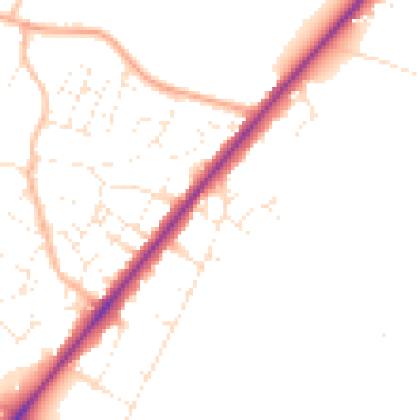 Daytime road noise heatmap for BS36 2AS