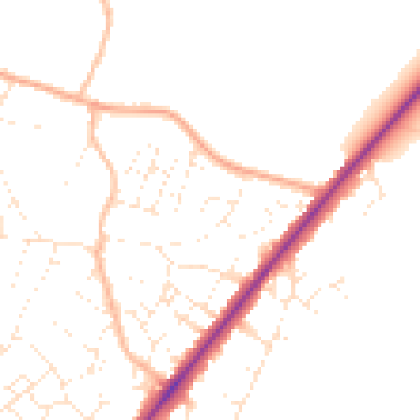Daytime road noise heatmap for BS36 2NZ