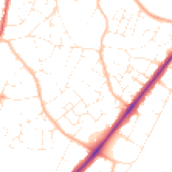 Daytime road noise heatmap for BS36 2SQ