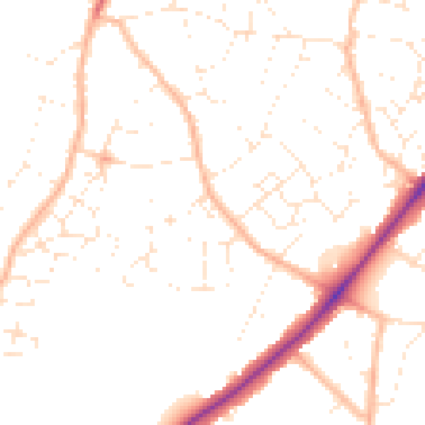Daytime road noise heatmap for BS36 2WA