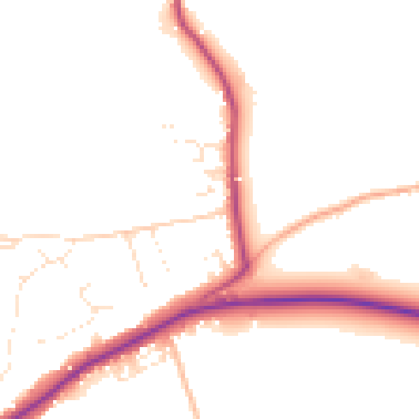 Daytime road noise heatmap for BS40 5AD