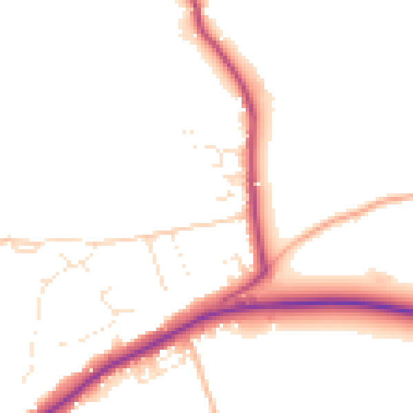 Daytime road noise heatmap for BS40 5AF