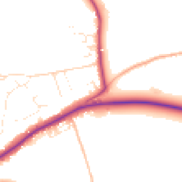 Daytime road noise heatmap for BS40 5JF