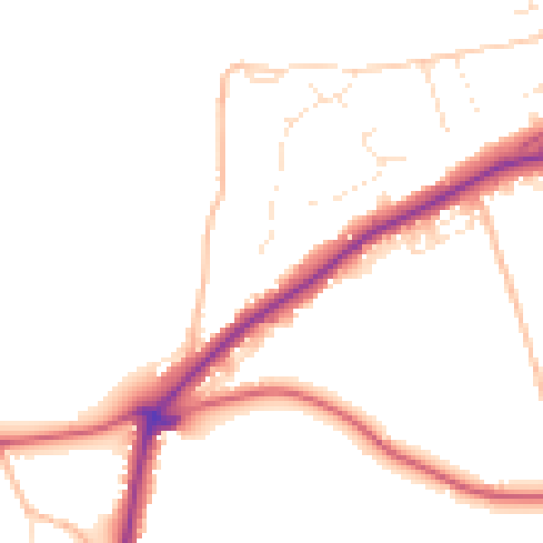 Daytime road noise heatmap for BS40 5JP