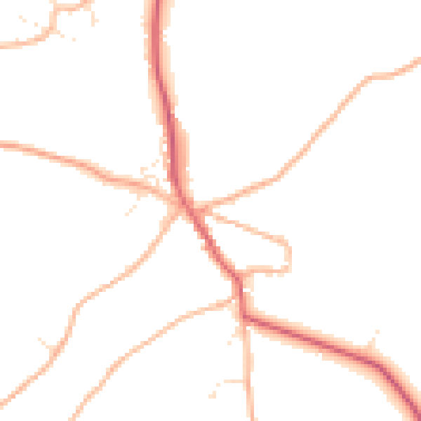 Daytime road noise heatmap for BS40 8EN