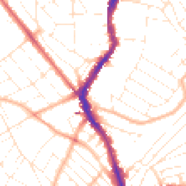 Daytime road noise heatmap for BS6 5AA