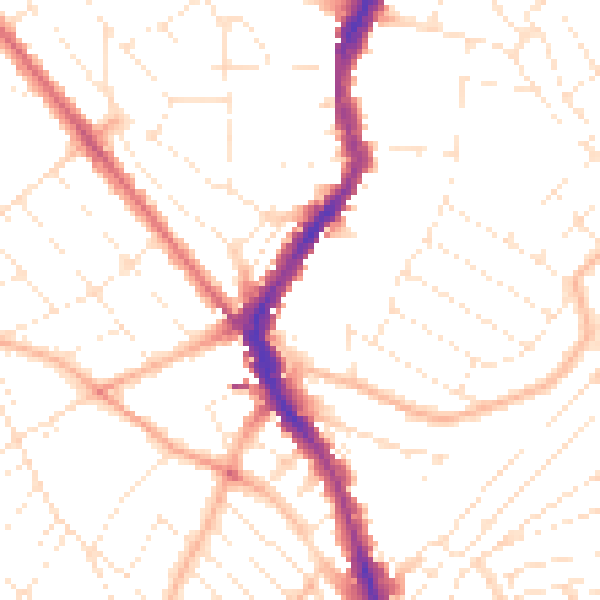 Daytime road noise heatmap for BS6 5AB