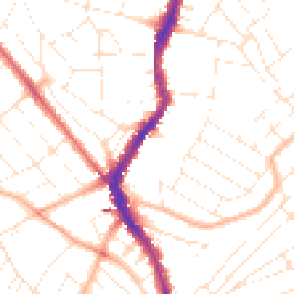 Daytime road noise heatmap for BS6 5AD
