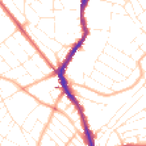 Daytime road noise heatmap for BS6 5AE