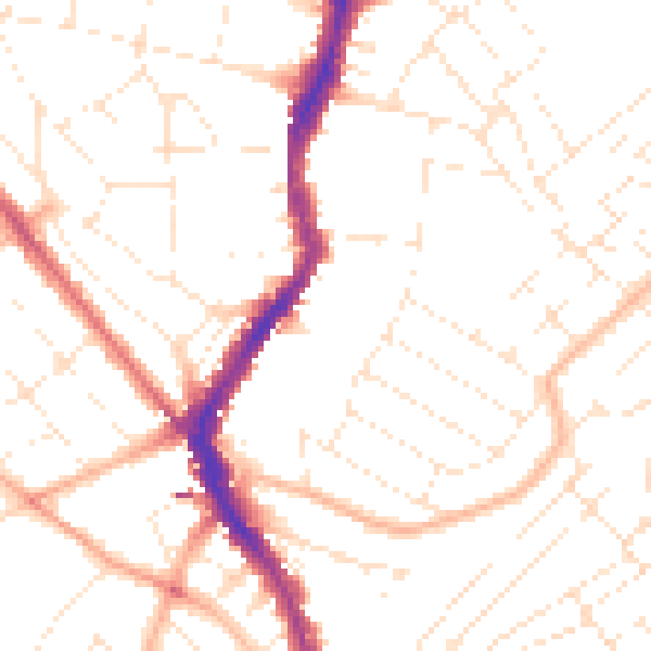 Daytime road noise heatmap for BS6 5AG