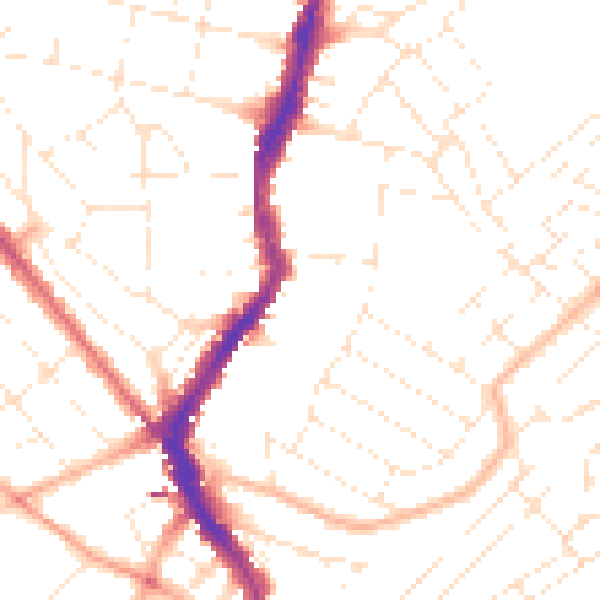 Daytime road noise heatmap for BS6 5AJ