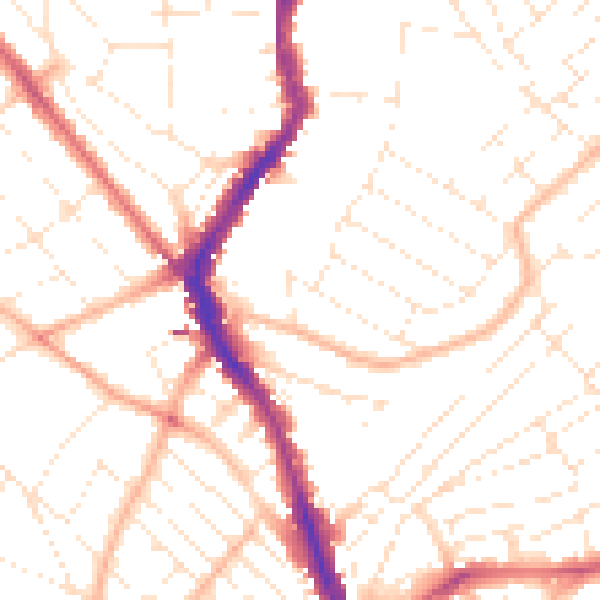 Daytime road noise heatmap for BS6 5AN