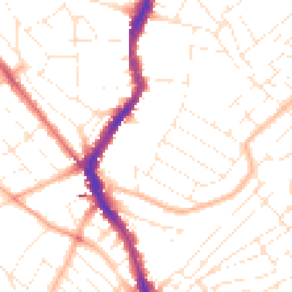 Daytime road noise heatmap for BS6 5AS
