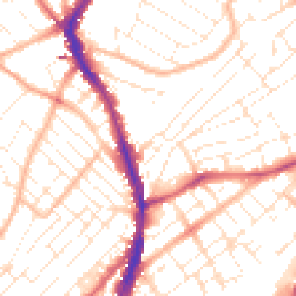 Daytime road noise heatmap for BS6 5BE