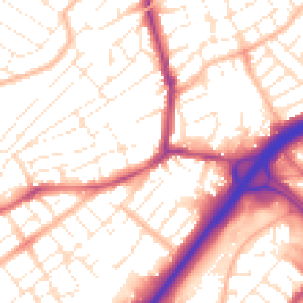 Daytime road noise heatmap for BS6 5BF